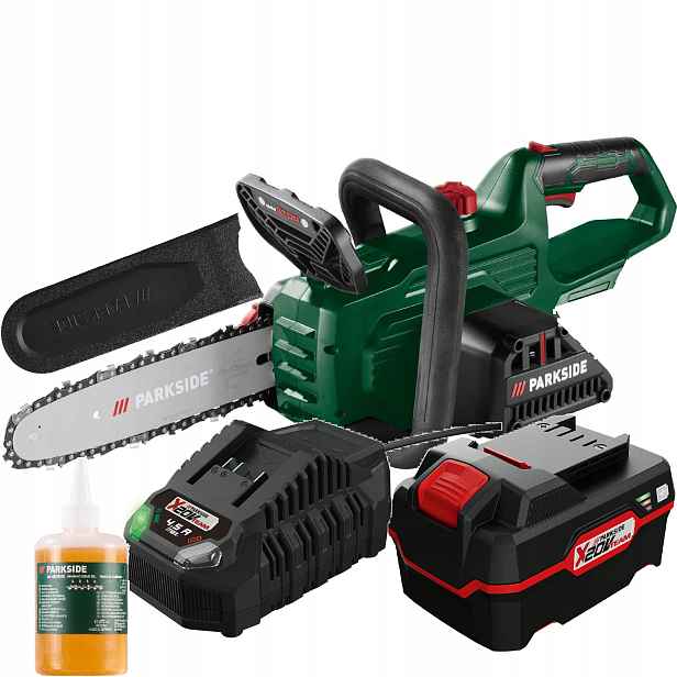 Řetězová pila Parkside akumulátor 4Ah 20V pila na stromy Paks 20V Set