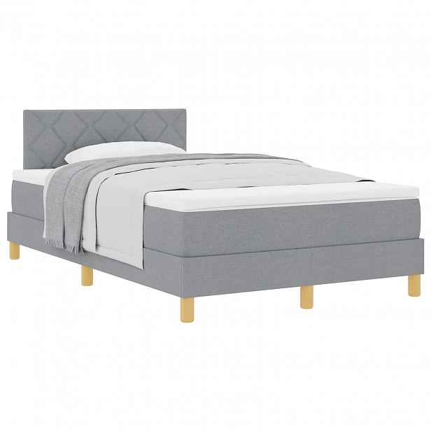 vidaXL Postel s boxspringem s čelo Světle šedá 120 x 190 cm textil