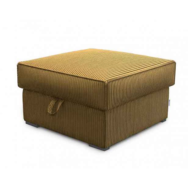 AKCE Hořčicový taburet SMART COSARO s úložným prostorem 65x65 cm II. jakost