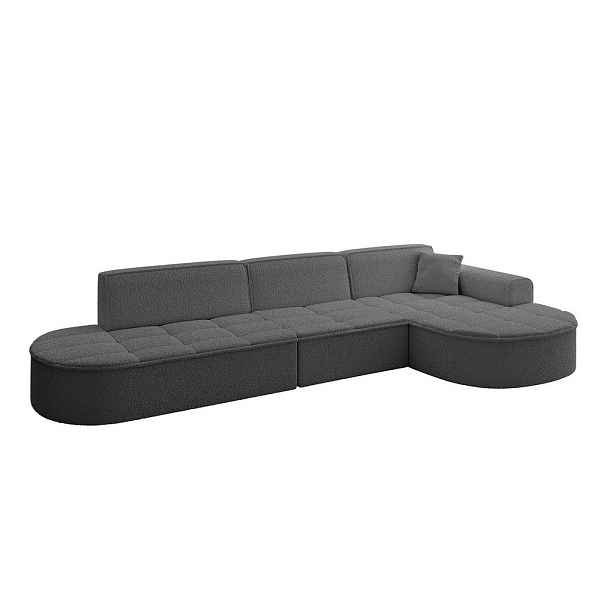 ALTDECOR ROHOVÁ SEDAČKA s otomanem, pravá TARO-L2 328x171x79,5 Šedá Buklé
