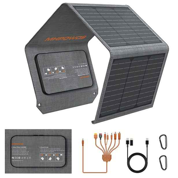 TEMU MHPOWOS 40W 18V Monokrystalický solární panel, bezúdržbový, s dlouhou životností, kompatibilní s mnoha zařízeními, přenosná a skládací