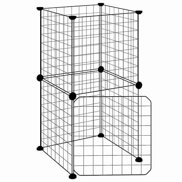 vidaXL 8panelová ohrádka pro zvířata s dvířky černá 35 x 35 x 70 cm ocel