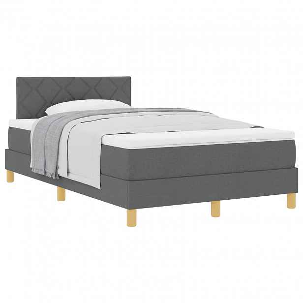 vidaXL Postel s boxspringem s polštářem Tmavě šedá 120 x 190 cm textil