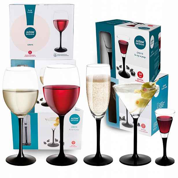 Skleničky na likér Martini šampaňské víno Altom Design Onyx černé 30 ks