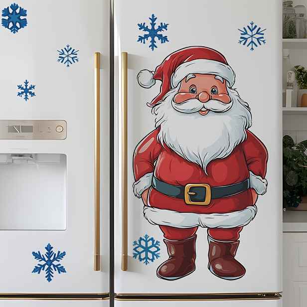 TEMU Vodotěsné samolepicí vánoční nástěnné samolepky s Santa a sněhových vloček, ideální pro dekoraci vaší ložnice, obývacího pokoje a kuchyně. Tyto