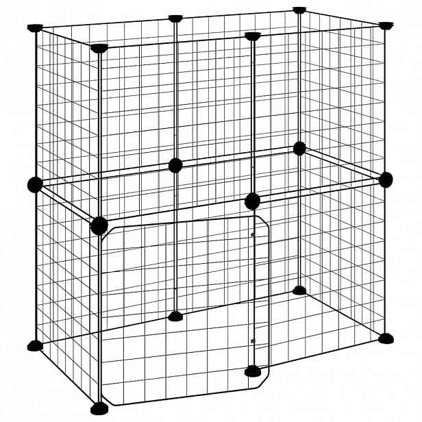 vidaXL 12panelová ohrádka pro zvířata s dvířky černá 70 x 35 x 70 cm ocel