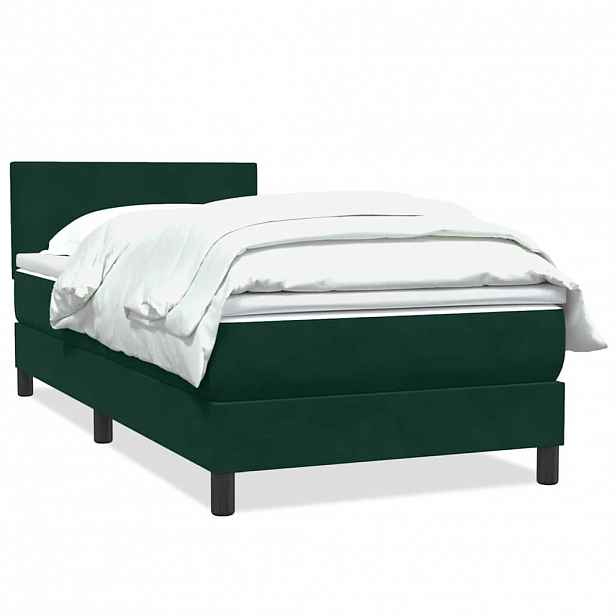 vidaXL Box spring postel s matrací tmavě zelená 80x220 cm samet