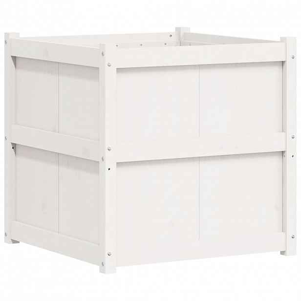 vidaXL Zahradní truhlík bílý 70 x 70 x 70 cm masivní borové dřevo