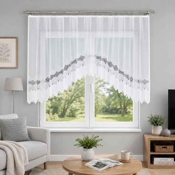Dekorační oblouková krátká záclona na žabky MODESTA 120 bílá 250x120 cm MyBestHome