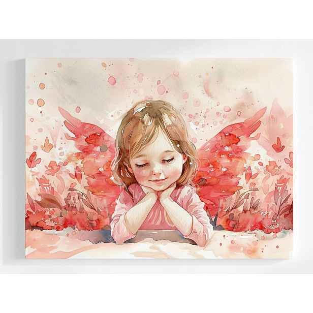 Obraz Na Plátně Canvas Akvarel Dítě Dívka Anděl Růžový Sen 80x60