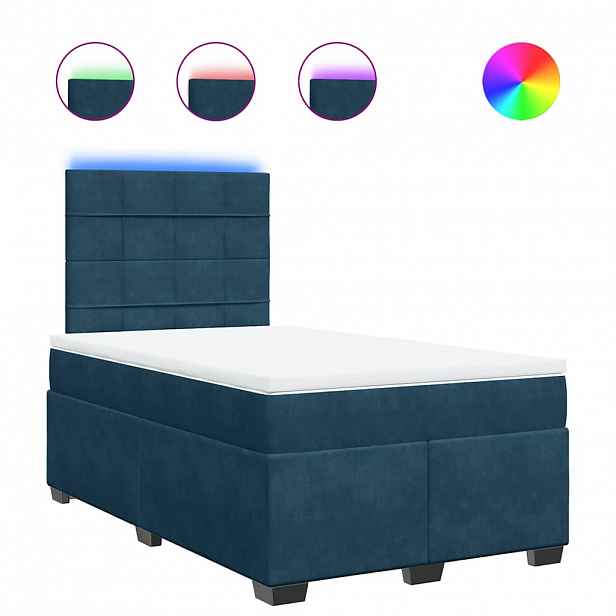 vidaXL Box spring postel s matrací modrá 120 x 200 cm samet