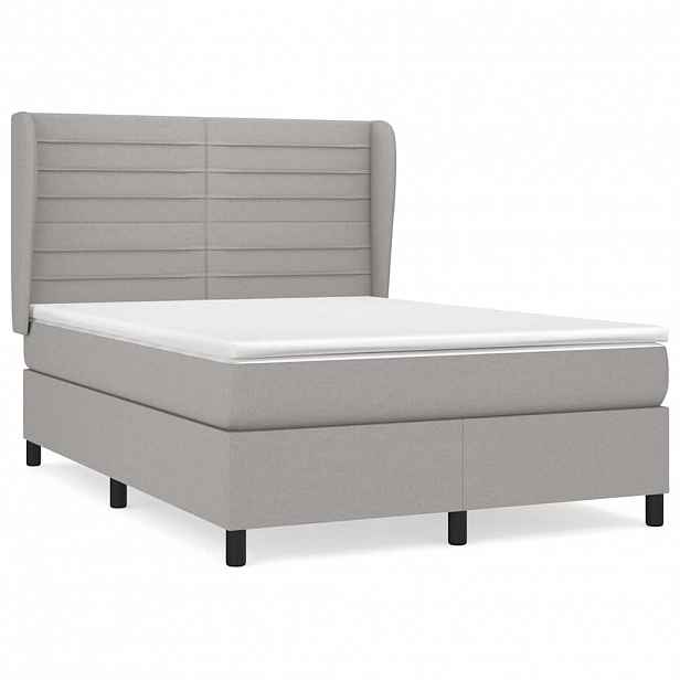 vidaXL Box spring postel s matrací světle šedá 140 x 200 cm textil