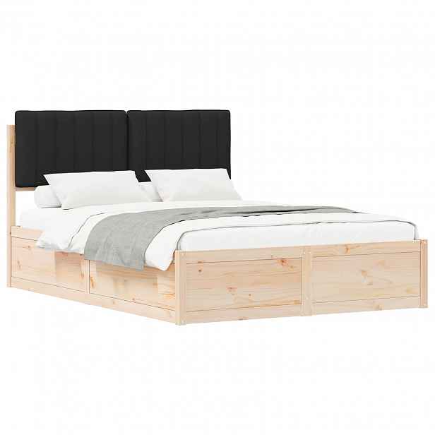 vidaXL Rám postele s čalouněným čelem s čelo Černá 135 x 190 cm