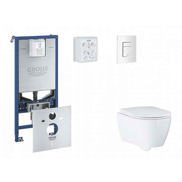 Grohe Rapid SLX - Set předstěnové instalace, klozetu, sedátka SoftClose a tlačítka Skate Cosmopolitan, alpská bílá SANI11BB3113
