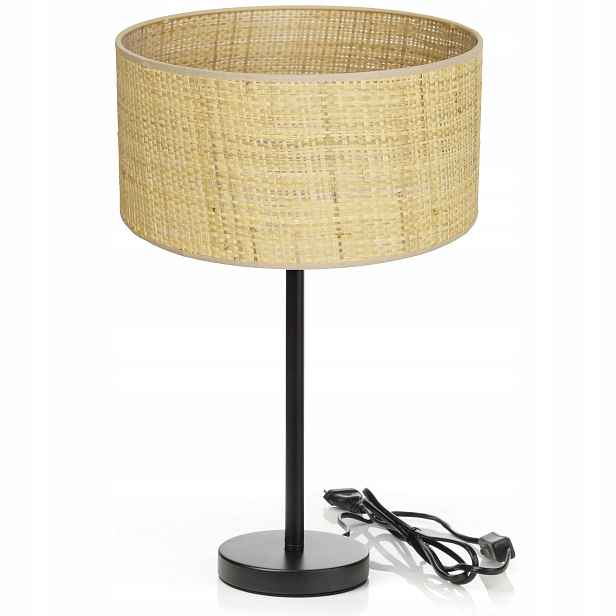 Noční Lampa Ratan Válec Led 30 CM Černá Bílá E27 Polsko