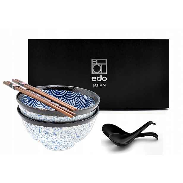 Sada 2 misek s lžícemi a paličkami Udon Blue Wave 800 ml Box