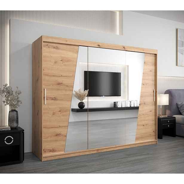 Skříň s posuvnými dveřmi GABRIELA - šířka 250 cm, dub artisan