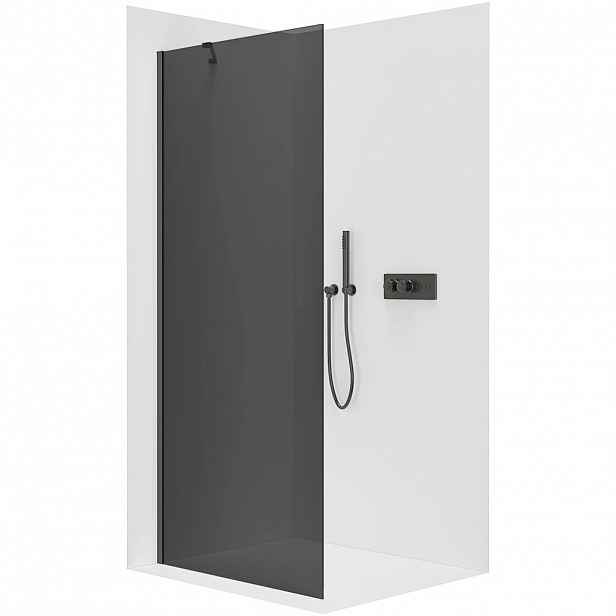 Sprchová zástěna Walk-in Onyx Y L/P - 8 mm - černá matná, grafitové sklo - 100x200 cm