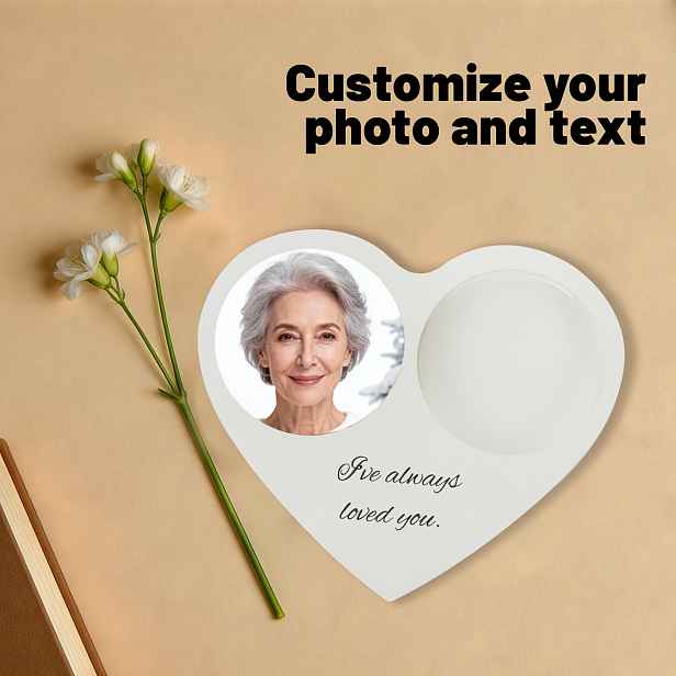 TEMU Svícen ve tvaru srdce s vlastním potiskem, akrylový materiál, personalizovaná fotografie a text, vhodný pro Den , Valentýna, svatební dekorace,