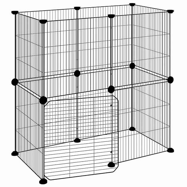 vidaXL 12panelová ohrádka pro zvířata s dvířky černá 70 x 35 x 70 cm ocel