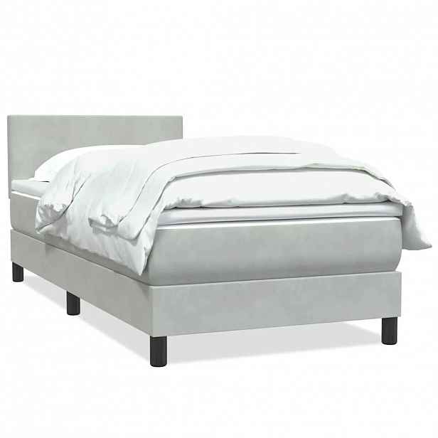 vidaXL Box Spring Postel s matrací Světle šedá 90x220 cm Samet