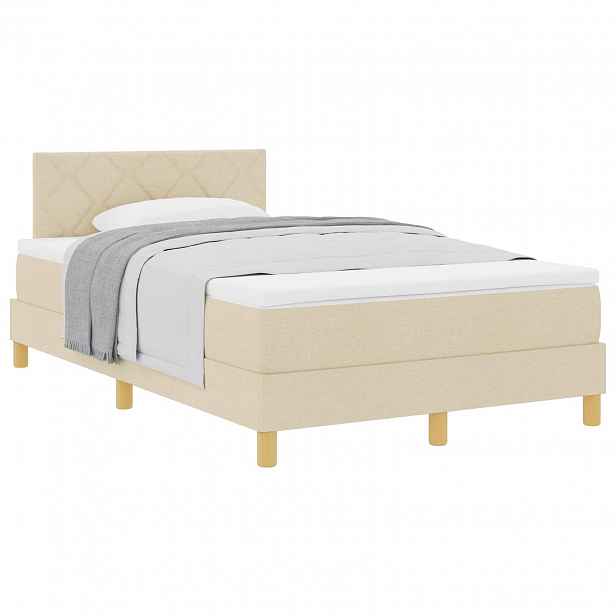 vidaXL Postel s boxspringem s polštářem Krémová 120 x 190 cm textil