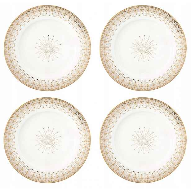 4 x talířek 19 cm dezertní, minimalistický vzor, teplé hnědé barvy