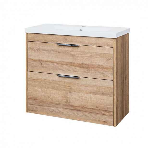 Mereo Vigo - Skříňka s umyvadlem 81x72x40 cm, 2 zásuvky, dub Riviera CN322