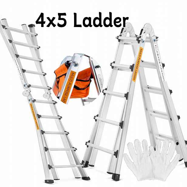 Drabina 5.1M Aluminium 4x5 Przegubowa Skladana Wielofunkcyjna 20 Szczebli