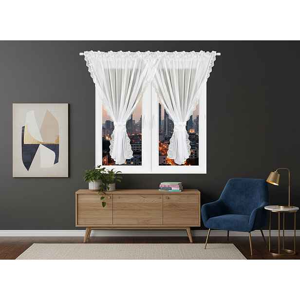 Krátká záclona se zirkony HONEY MOON bílá 400x155 cm