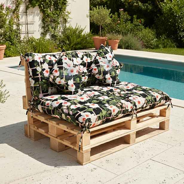 Polstr LUCA vzorovaný SET - DESIGN 72 - sedák 120x80 cm, opěrka 120x40 cm, 2x polštáře 30x30 cm, paletové prošívané sezení Mybesthome