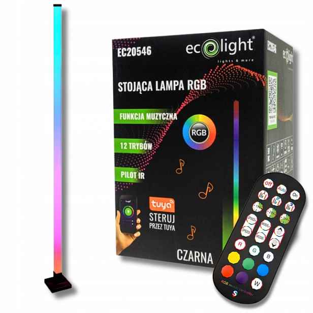Stojící Podlahová Rgb Hudební Lampa Rgb Led Smd Tuya Černá S Dálkovým Ovládáním