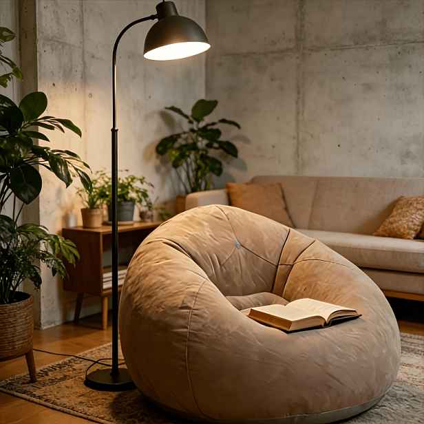 TEMU 1021E-JH Industrial Style Atmosférická Lenosná Pohovka, Která Zabere Všechny Vaše Relaxační Momenty! Měkká A Jemná Semišová Látka s Jemným