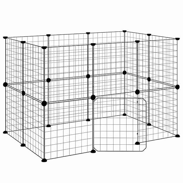 vidaXL 20panelová ohrádka pro zvířata s dvířky černá 105 x 70 x 70 cm ocel