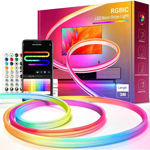 Vkh Neon Led Strip 3 m s aplikací Alexa, synchronizace, dekorace