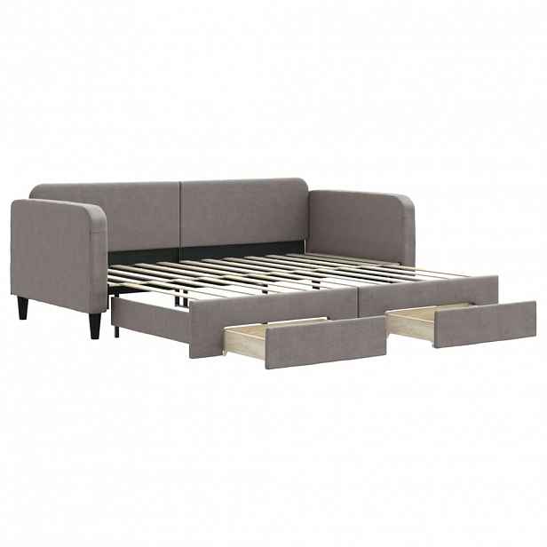 vidaXL Válenda s přistýlkou a zásuvkami taupe 90 x 200 cm textil