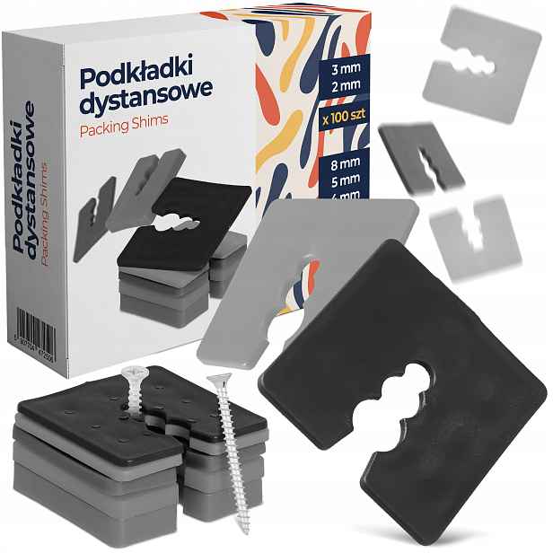 350x Distanční podložky 2-8 mm Dystanse Vyrovnávací klíny šroubů Okie 8W