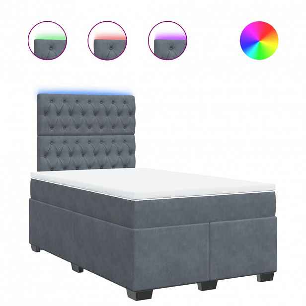 vidaXL Box spring postel s matrací tmavě šedá 120 x 200 cm samet