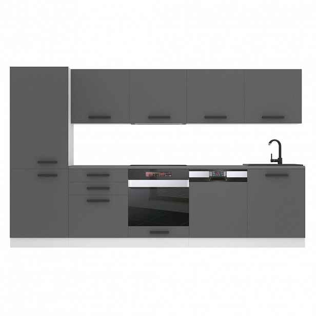B BELINI GROUP KUCHYŇSKÁ LINKA Rose 300 cm, s pracovními deskami, Stříbrná matná