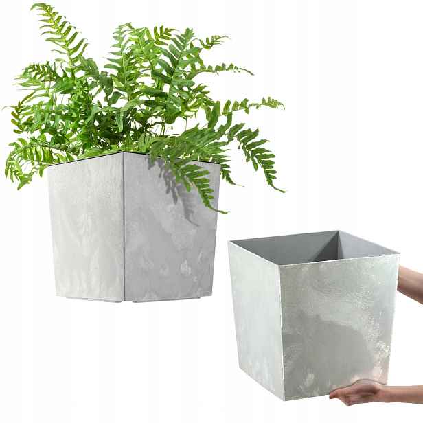 Květináč Květináč 30 cm Obal Květináč Plastový Šedý S Vložkou