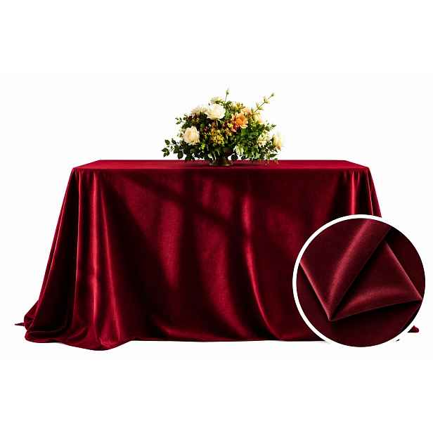 Matový Ubrus Velur Bordový tmavě červený na stůl 230 x 230 cm