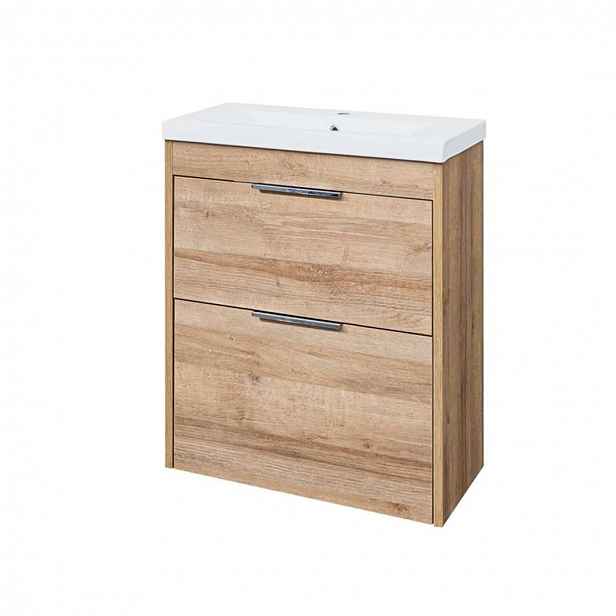 Mereo Vigo - Skříňka s umyvadlem 61x72x40 cm, 2 zásuvky, dub Riviera CN321