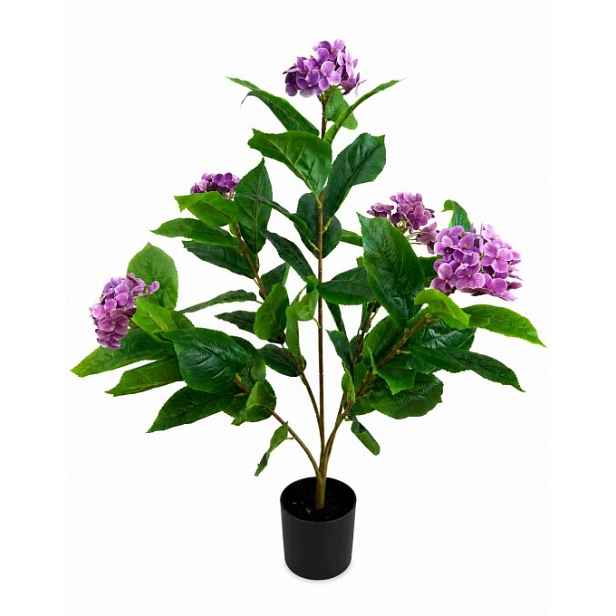 Umělá hortenzie v květináči 85 cm, fialová, pro domácnost, kancelář, na terasu