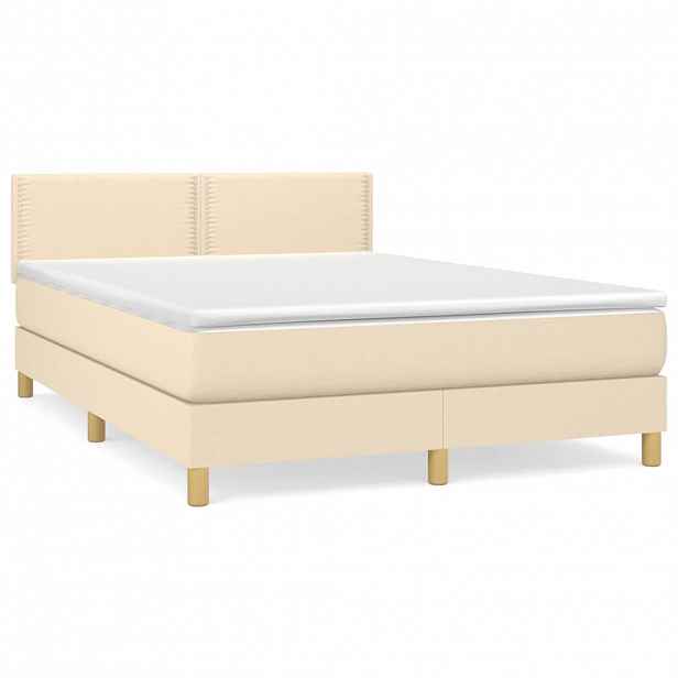 vidaXL Box spring postel s matrací krémová 140x200 cm textil