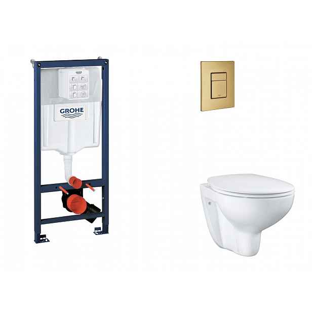 Grohe Rapid SL - Set předstěnové instalace, klozetu, sedátka SoftClose a tlačítka Skate Cosmopolitan, kartáčovaný Cool Sunrise SANI11BB4121