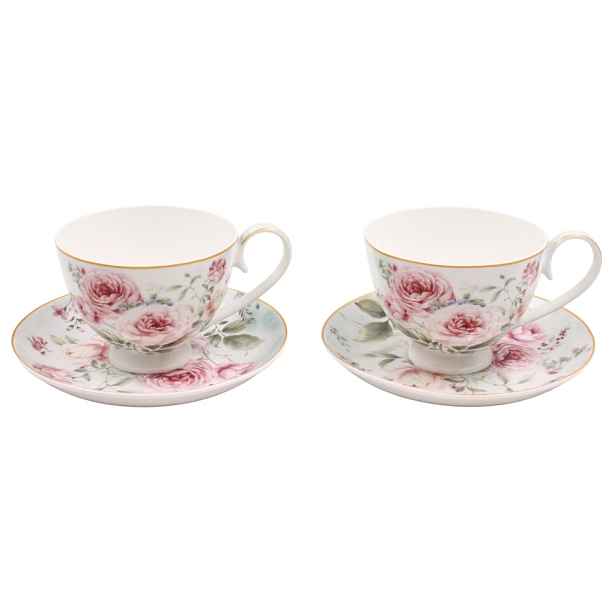 Home Elements Porcelánový šálek s podšálkem 2 x 250 ml, Rose
