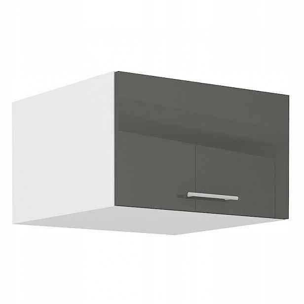 Horní hluboká skříňka s výklopnými dvířky LAJLA - šířka 60 cm, šedá / bílá