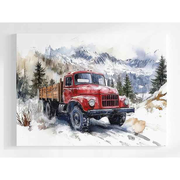 Obraz Na Plátně Canvas Auto Kamion Tatra Cesta Hory Zima 80x60