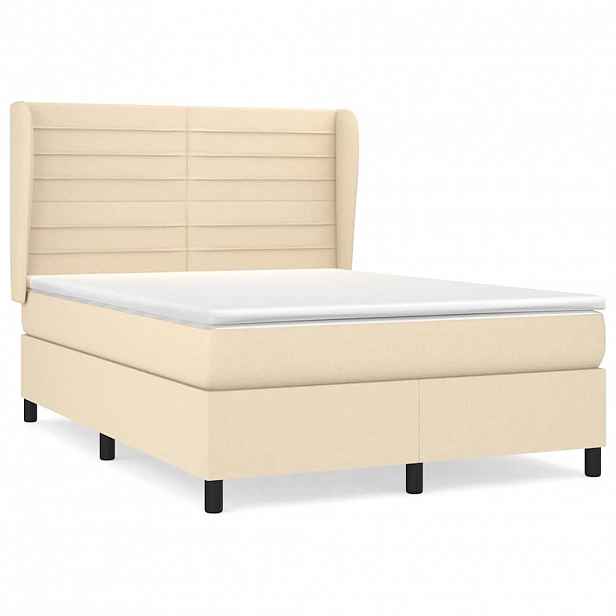 vidaXL Box spring postel s matrací krémová 140x200 cm textil