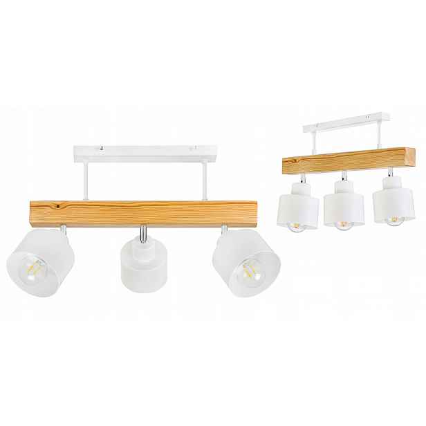 Dřevěná stropní lampa Lustr Stropní Svítidlo Loft Bílá na 3x Klosz E27